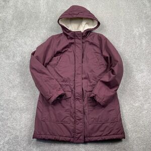 Levi Strauss Faux Fur Sherpa Lined Hooded Parka Jacket Women's Size S Burgundy